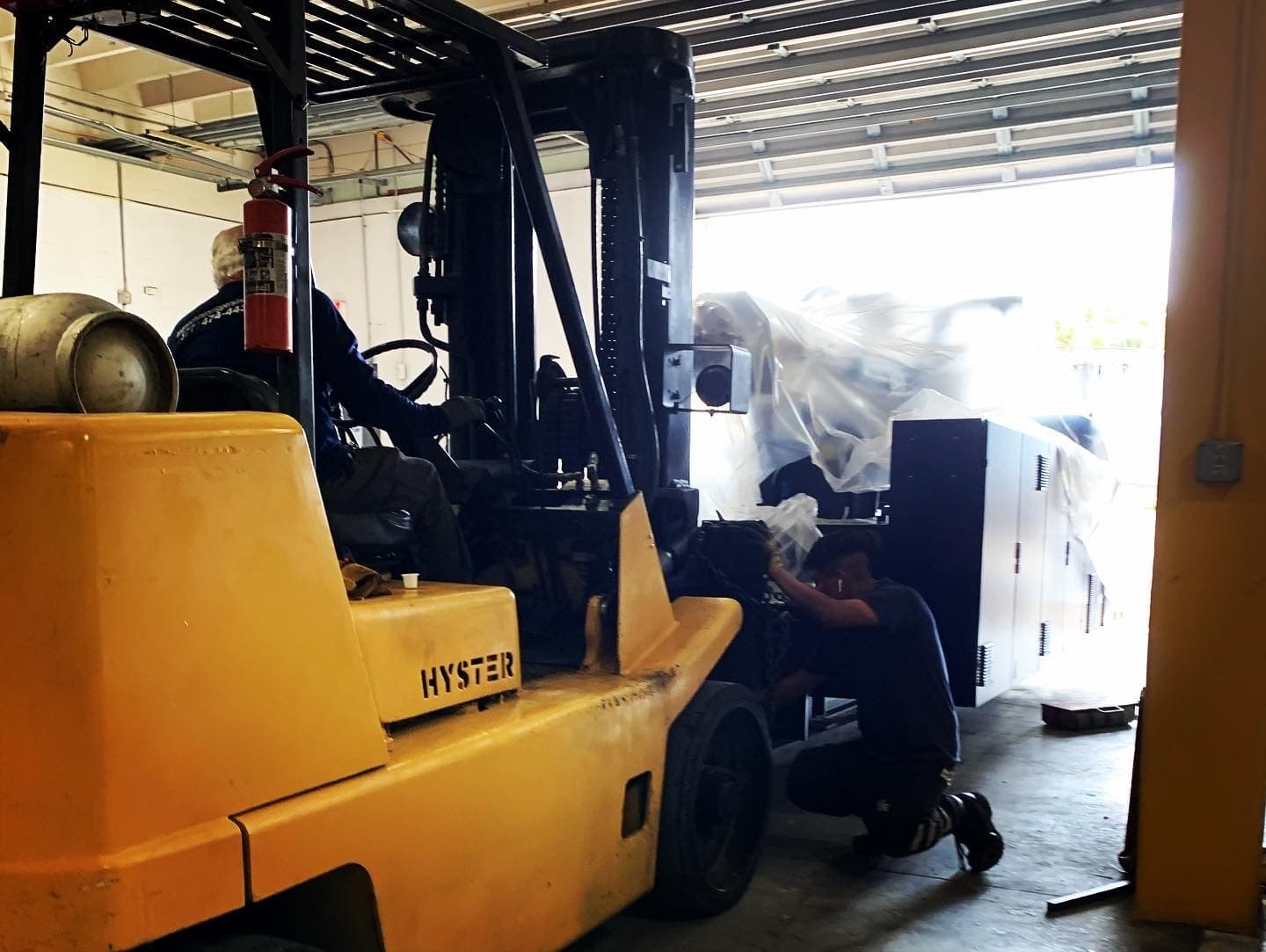 Secure warehouse storage for industrial machinery